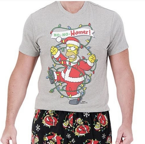 the Simpsons Mens Christmas Fun pjs pajamas sleepwear Nwt - Picture 2 of 5